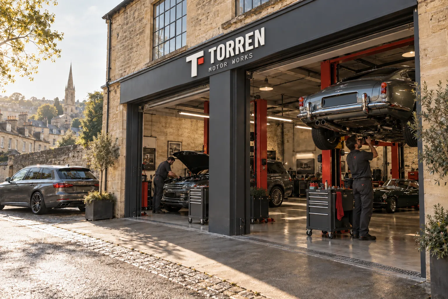 Fictional Bath workshop exterior